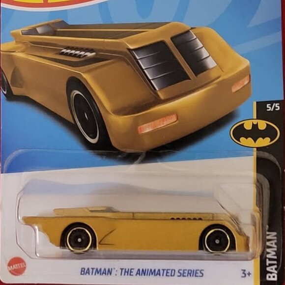 2021 HOT WHEELS, THE ANIMATED SERIES BATMOBILE, RARE GOLD COLOUR, MINT!!! - Picture 1 of 3